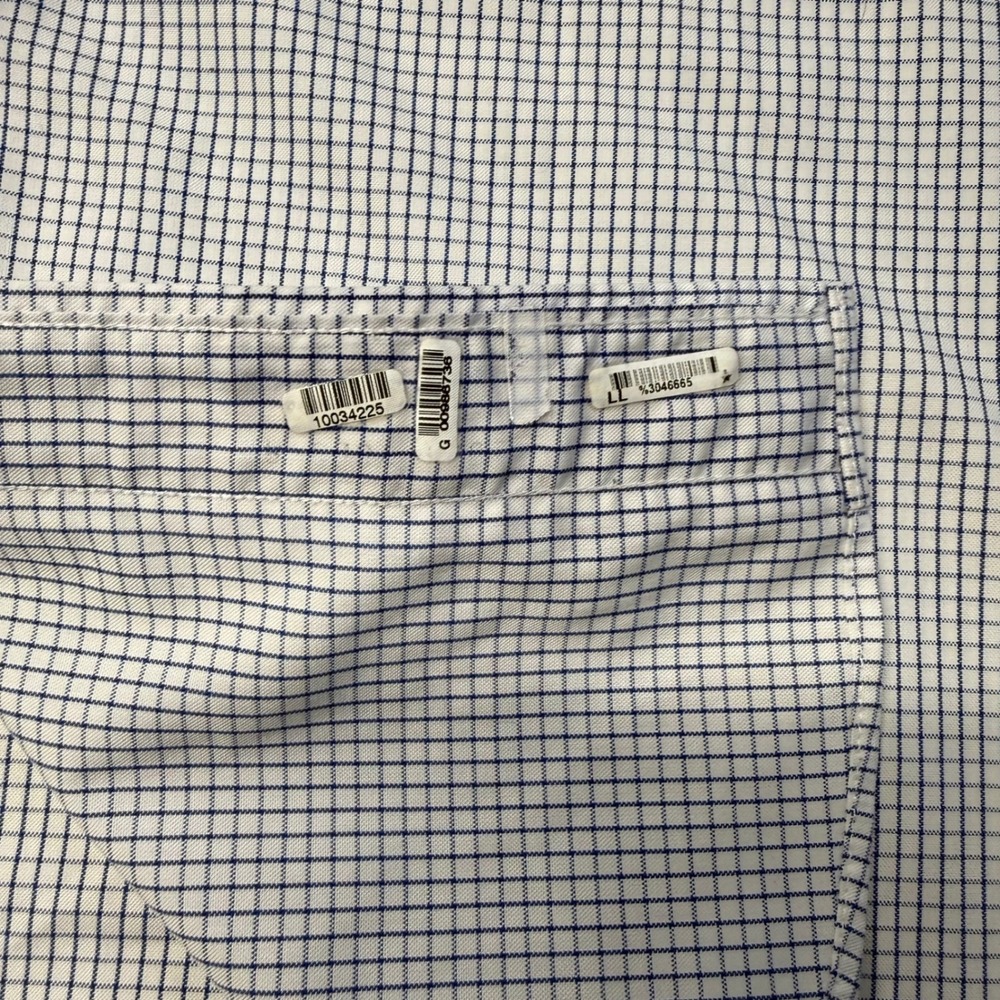 Brooks Brothers 346 Mens 17.5 6/7 Blue White Check Non-Iron Cotton Dress Shirt - Picture 10 of 13